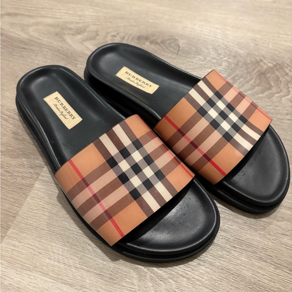 Burberry Women's "ASHMORE" Checkered Sandals Slides - Picture 2 of 7
